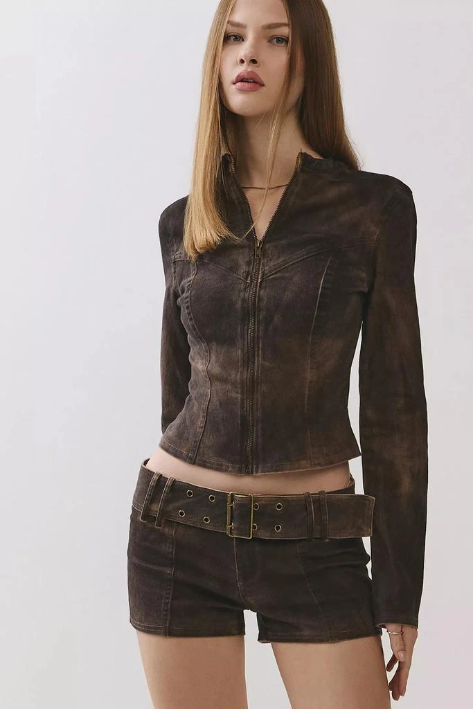 Personal Code Personal Code Mars Dark Wash Zip-Up Long Sleeve Top 2