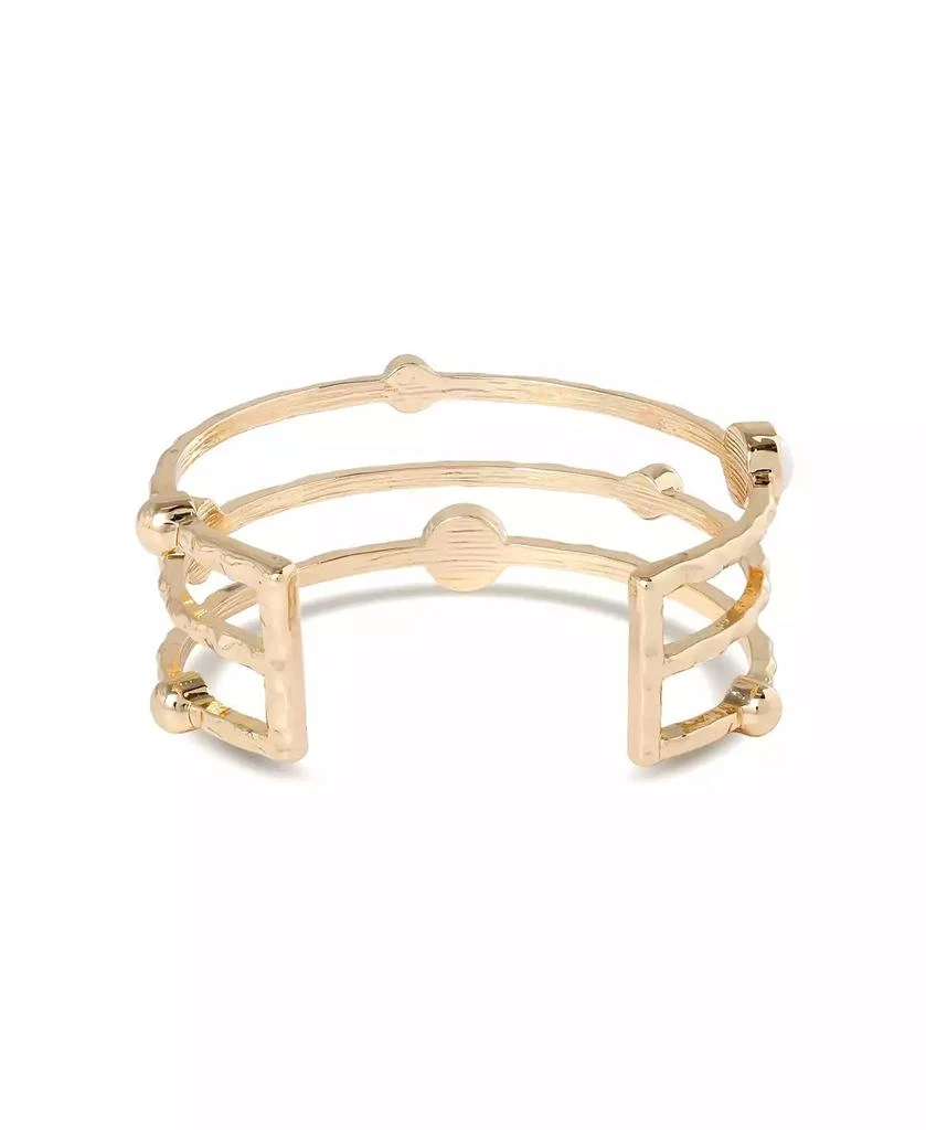 BCBG Hammered Gold-Tone Pearl Cuff Bracelet 6