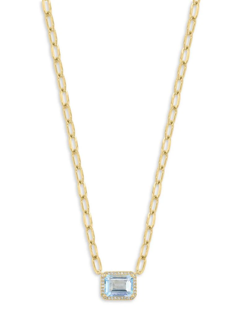 Effy 14K Yellow Gold, Sky Blue Topaz 
0.09 TCW Diamond Necklace 3