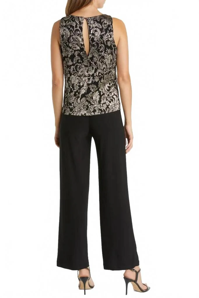 MARINA Sleeveless Floral Metallic Bodice Matte Outfit Set In Black Gold 2