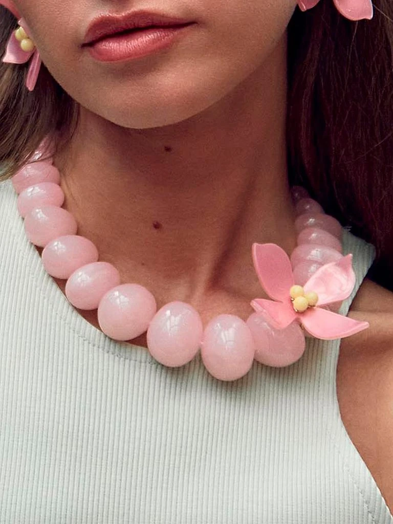 Lele Sadoughi Oleander 14K-Gold-Plated 
Acetate Flower Necklace 2