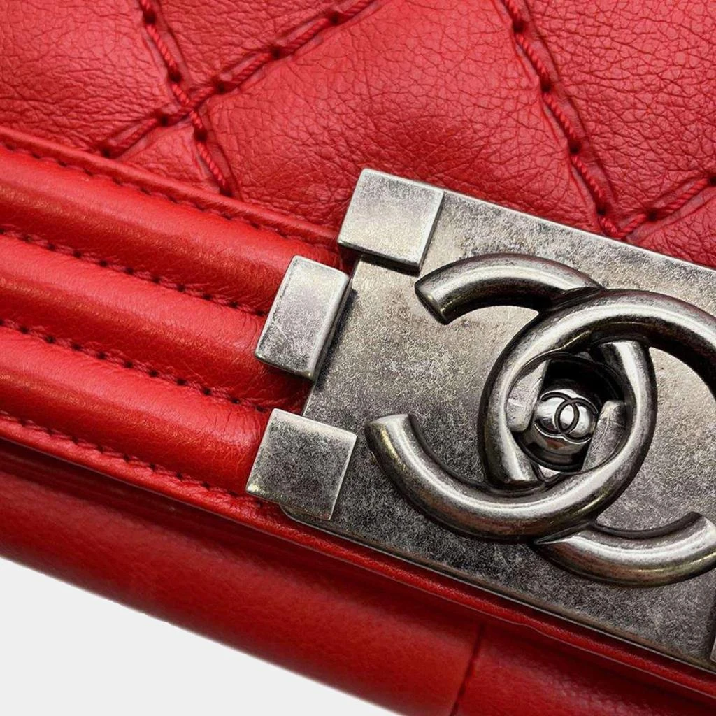 Chanel Chanel Red Leather Large Boy Shoulder Bag 7