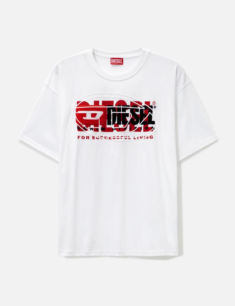 Tシャツ・カットソー Diesel White Cotton T-Miegor-K77 T-Shirt Diesel WHITE COTTON T-MIEGOR-K77 T-SHIRT - T-Shirts