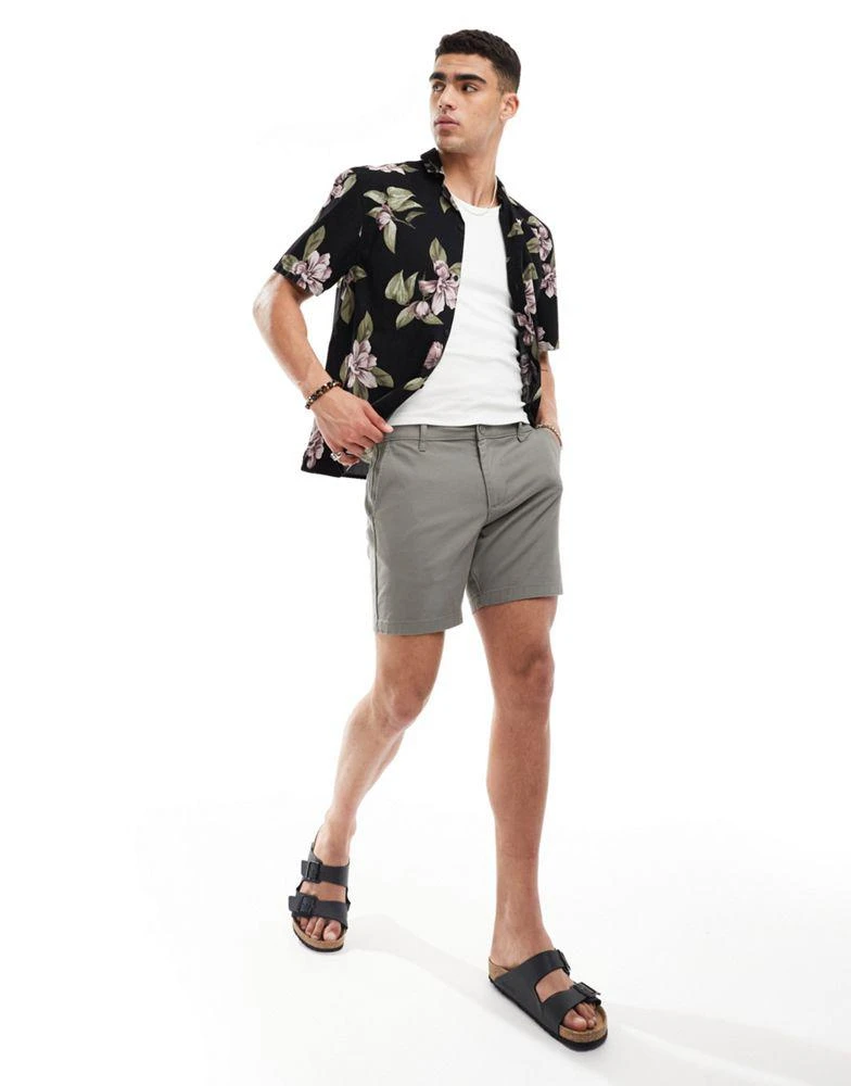 HOLLISTER Hollister short sleeve revere collar floral print poplin shirt boxy fit in black 1
