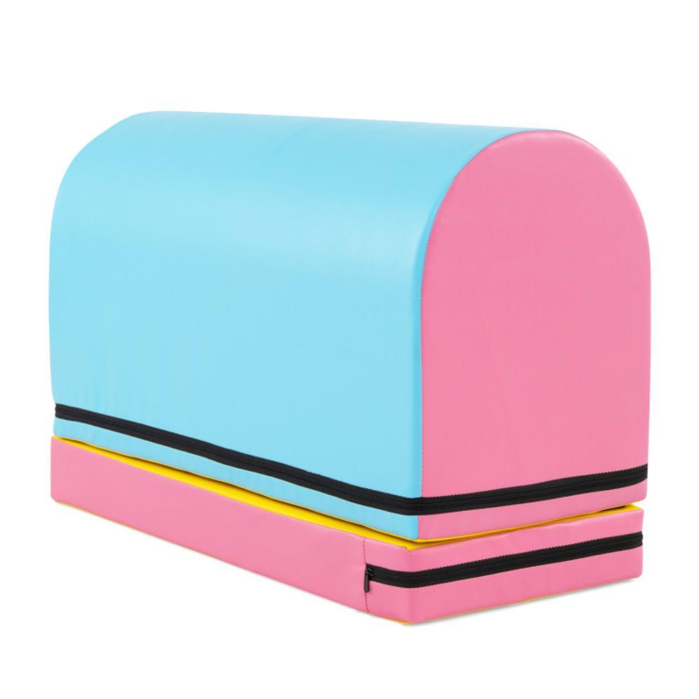 Hivvago Gymnastics Vaulting Box with Detachable Mat Carrying Handle for Kids-Blue