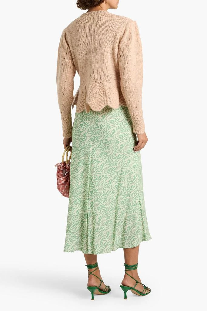 Farm Rio Ruffled pointelle and cable-knit cardigan 3
