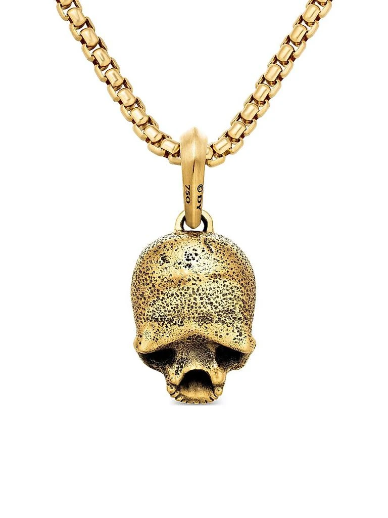 David Yurman Memento Mori Skull Amulet in 18K Yellow Gold with Pave Black Diamonds, 18MM 4