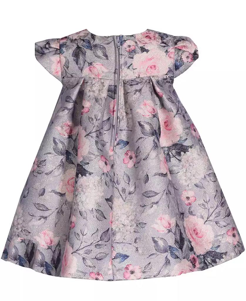 Bonnie Baby Baby Girls Short Sleeve Metallic Jacquard Trapeze Dress