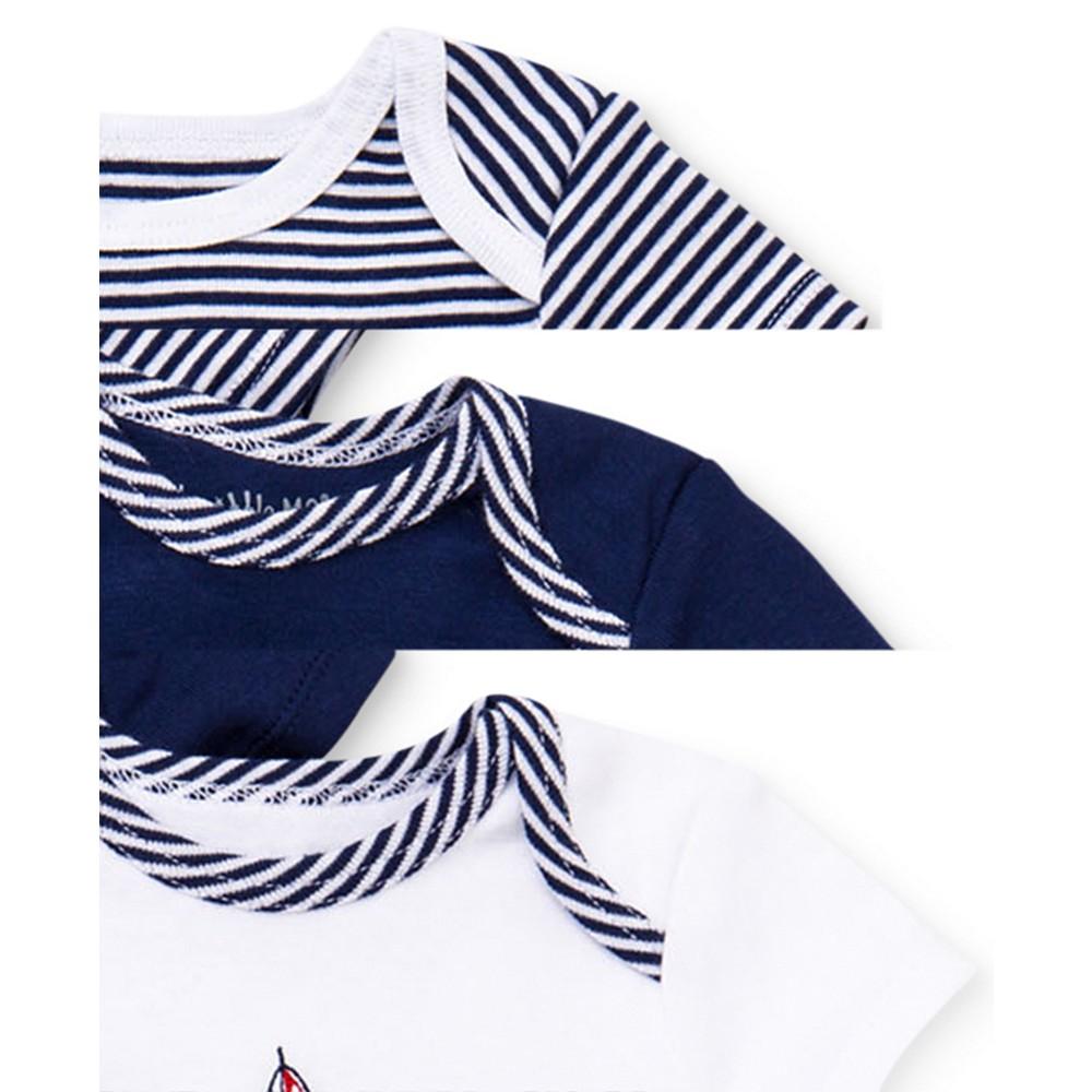 Little Me Baby Boys Sailboat Short Sleeved Bodysuits, Pack of 3