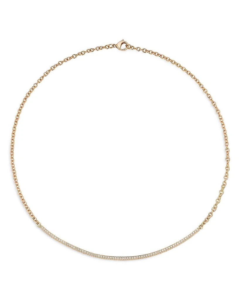 Walters Faith 18K Rose Gold Diamond Curved Bar Necklace, 15" 1