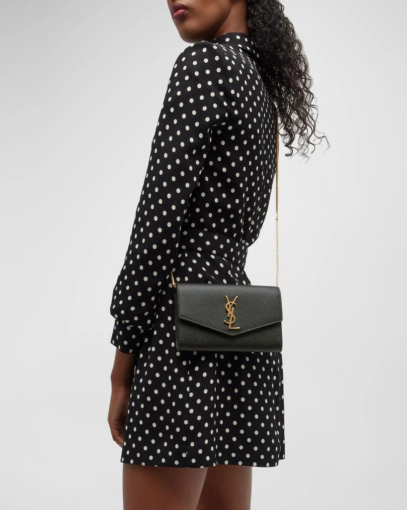 Yves Saint Laurent Uptown YSL Wallet on Chain in Grained Leather 3