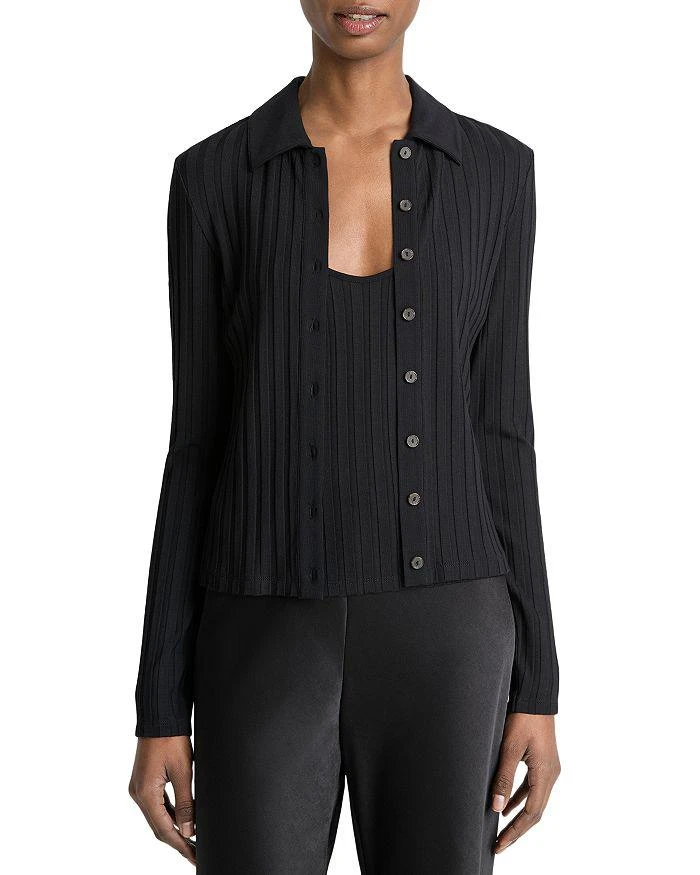 Vince Rib Knit Collared Cardigan 1