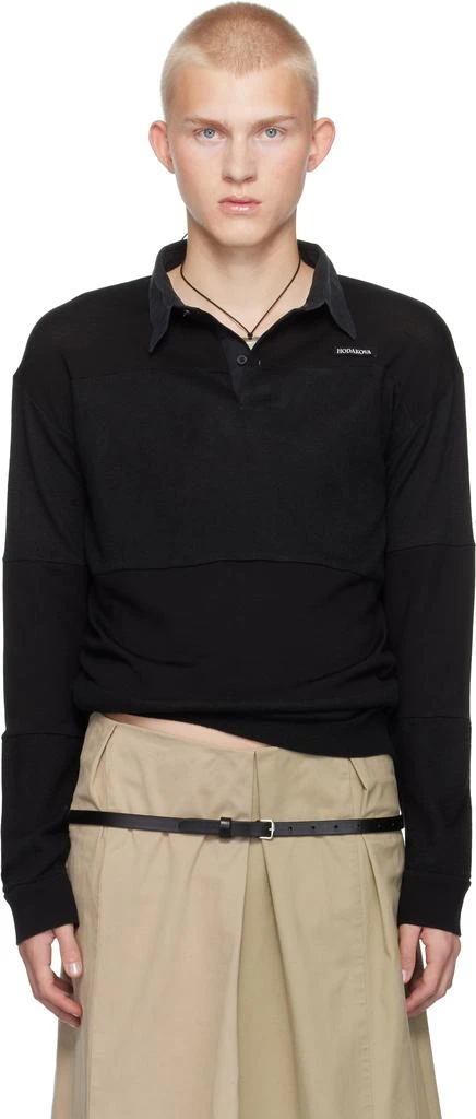 HODAKOVA Black Knitted Rugby Polo 1