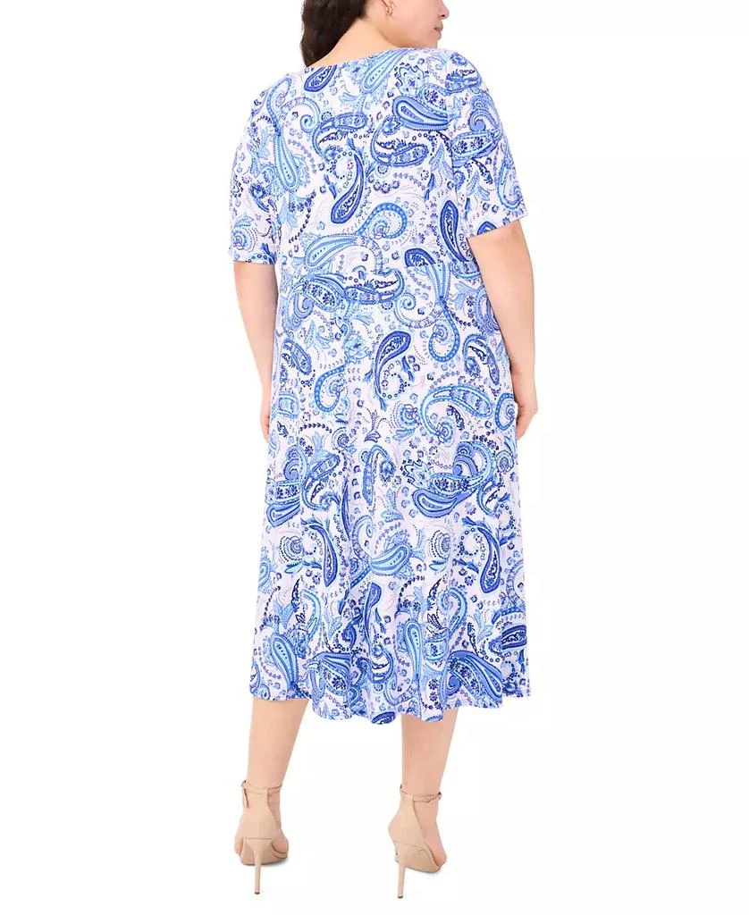 MSK Plus Size Printed Jersey Elbow-Sleeve Midi Dress 4