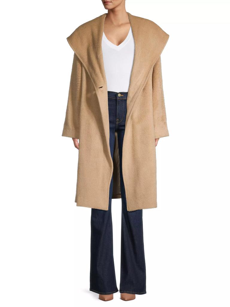 Sofia Cashmere Alpaca-Blend Hooded Wrap Coat