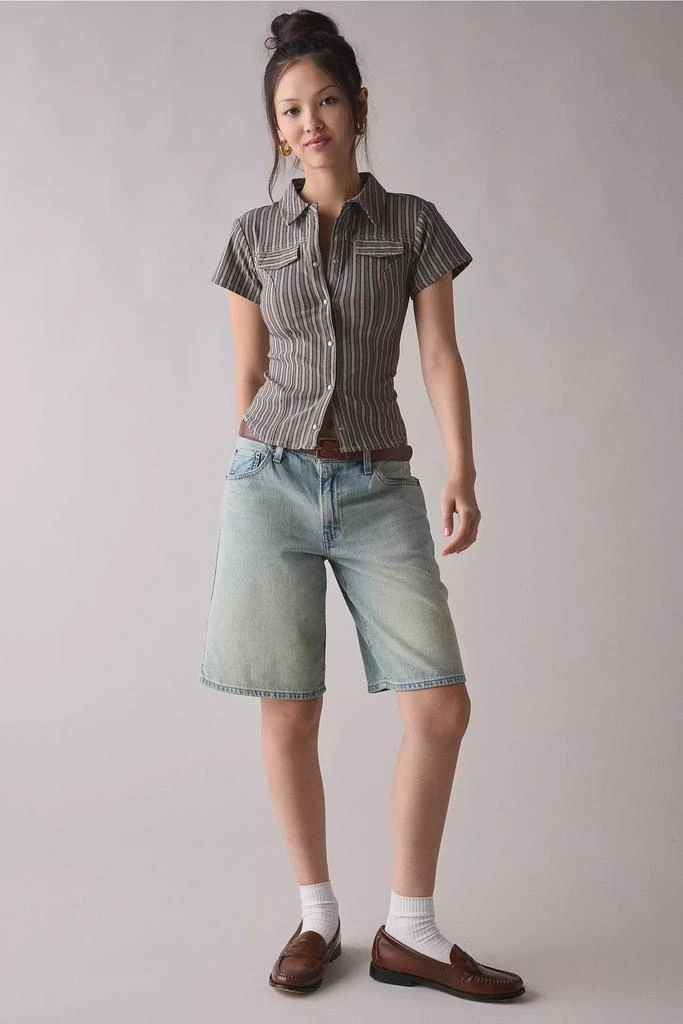 BDG Silence + Noise Polly Slim Short Sleeve Snap-Button Shirt 3