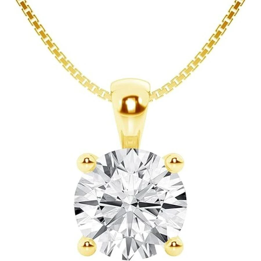 Brilliant Diamond 1/2 Carat Round Lab Grown Diamond Solitaire Pendant in 14K Yellow Gold