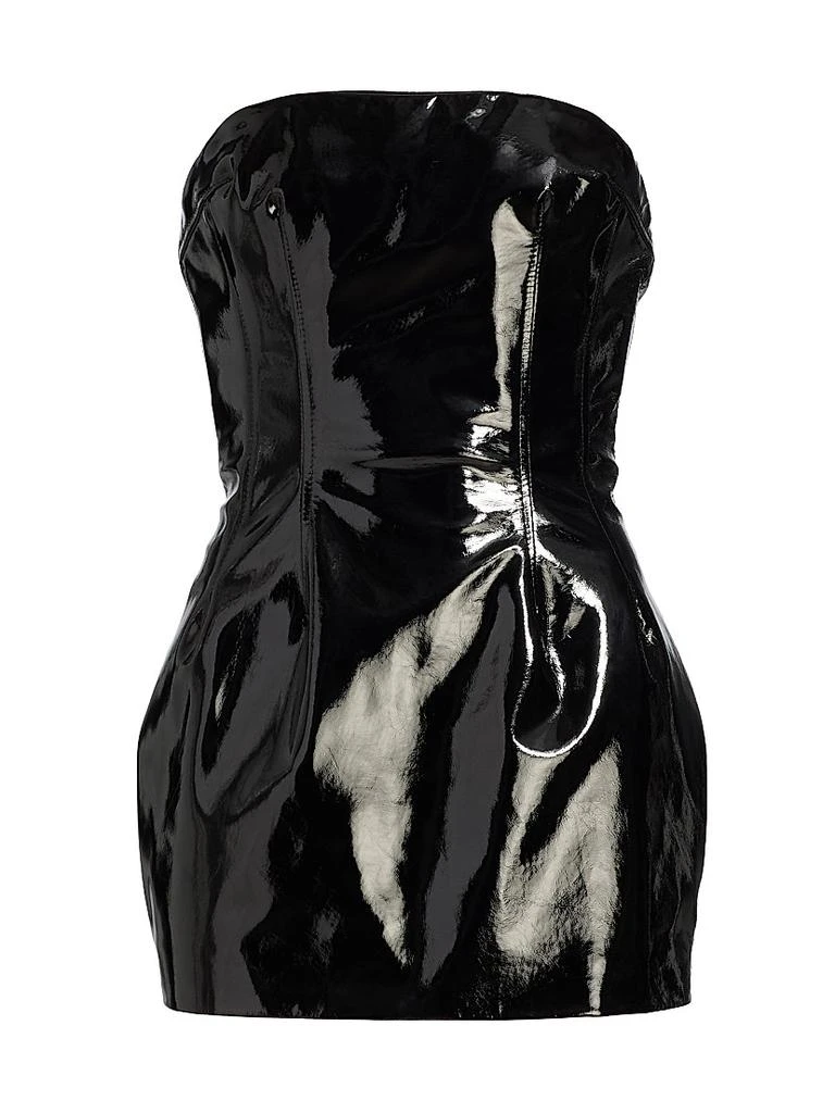knee length dresses for ladies Black Vegan Leather Strapless Zipper Dress main image 0