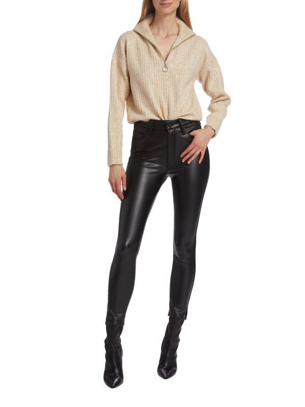 Design History Sequin-Embroidered Quarter-Zip Sweater