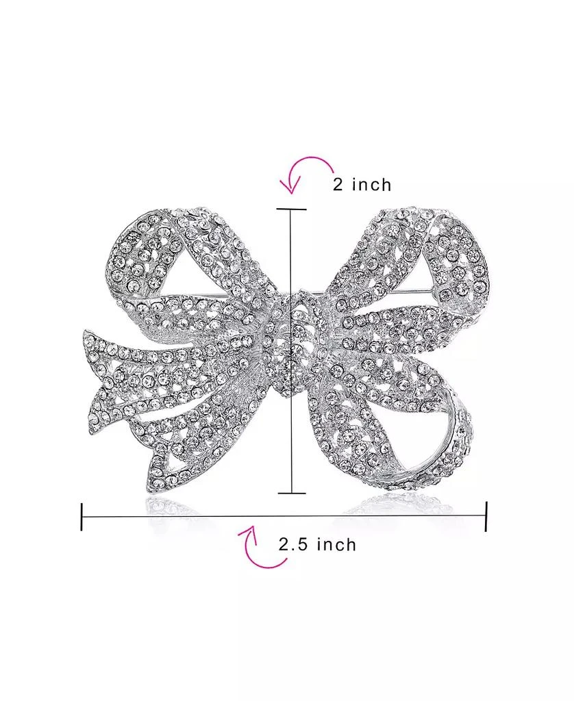 Bling Jewelry Set of 2 Victorian Style Crystal Filigree Ribbon Brooch Pin Rose Gold Plated 3