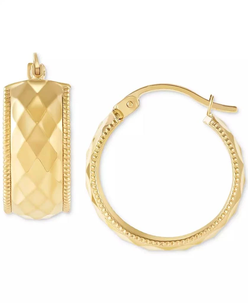 Macy's Wide Width Patterned Small Hoop Earrings in 10k Gold, 1" 1