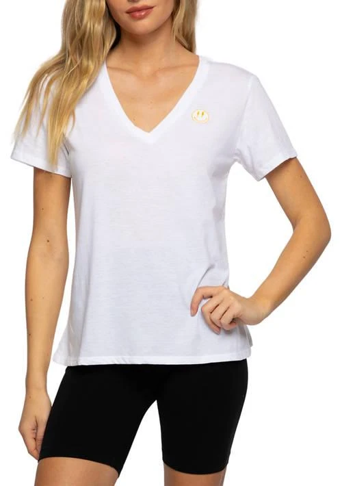 Sub_Urban Riot Riot Womens Short Sleeve Smiley V Neck T Shirt 1