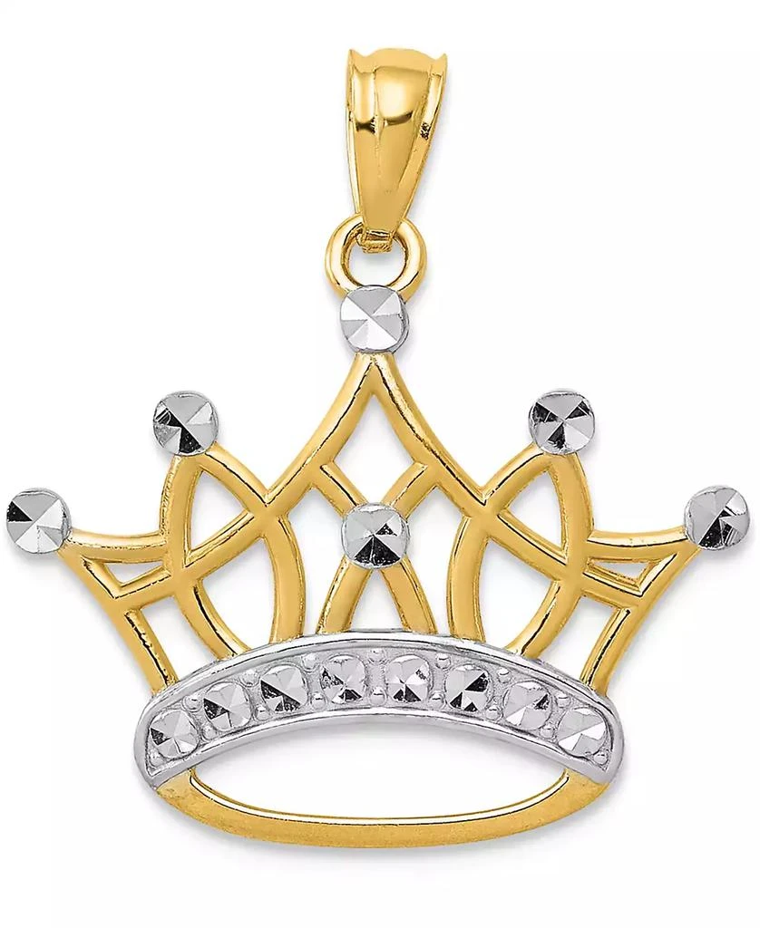Macy
s Majestic Crown Charm Pendant in 14K Gold with Rhodium Plating