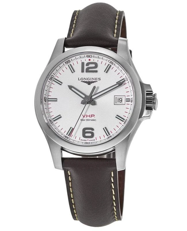Longines Longines Conquest V.H.P. Silver Dial Brown Leather Strap Men's Watch L3.716.4.76.5 1