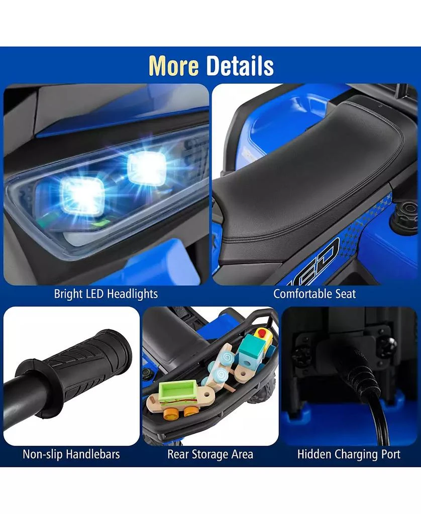 Mecale 24V Kids Ride on Electric ATV Quad Car with Realistic Sounds and LED Lights-Navy 9