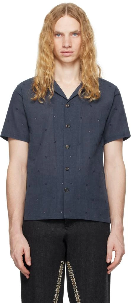 Kartik Research Navy Mirror Camp Shirt 1