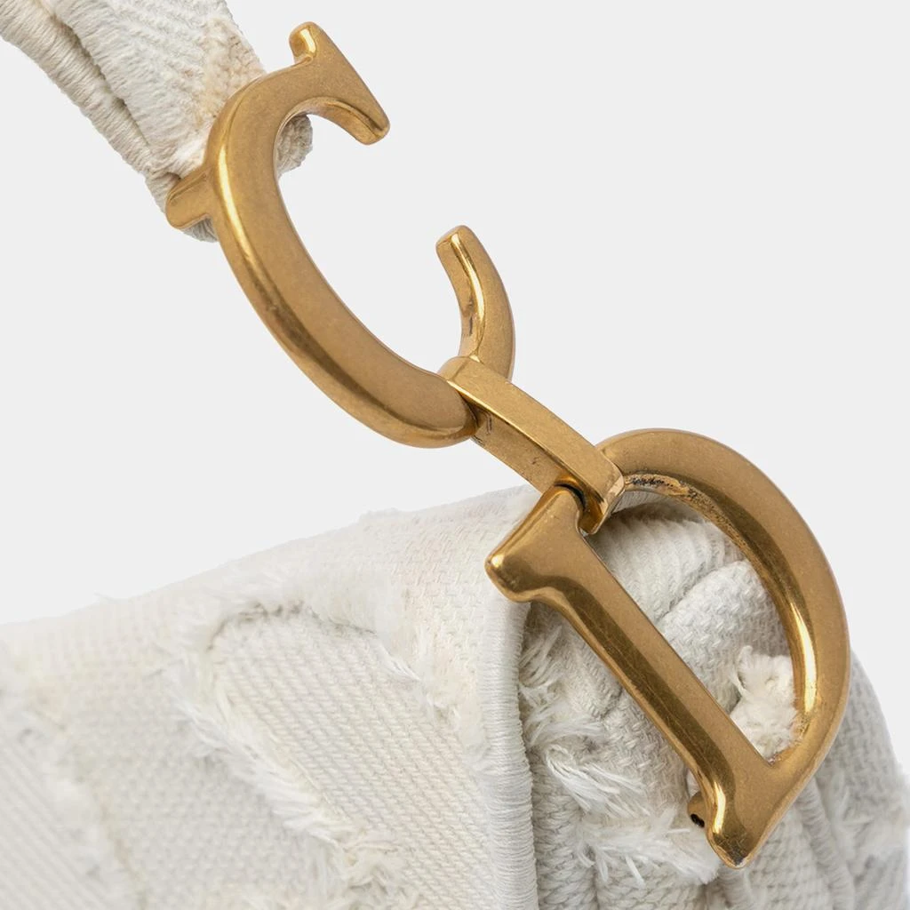 Dior Dior White Embroidered Canvas Camouflage Saddle Bag 4