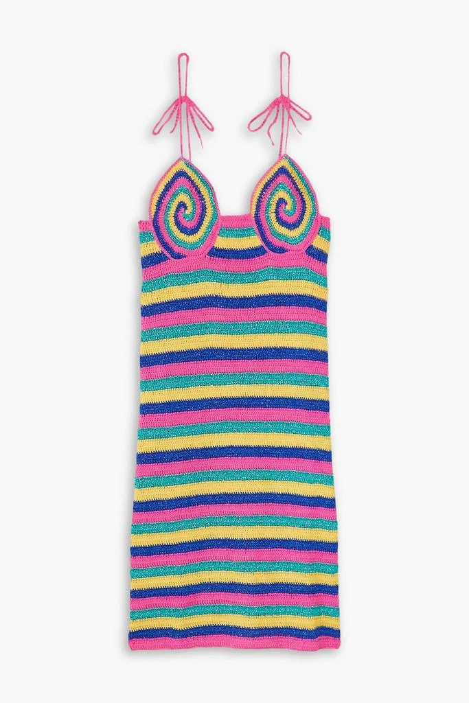 ROSE CARMINE Metallic crocheted cotton mini dress 1