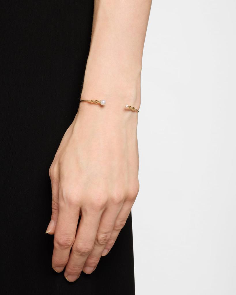 Mizuki 14K Yellow Gold Diamond and 5mm Freshwater Pearl Bangle Bracelet