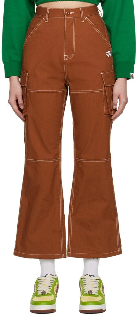 Bape Brown Color Stitching High Waist Cargo Pants 1