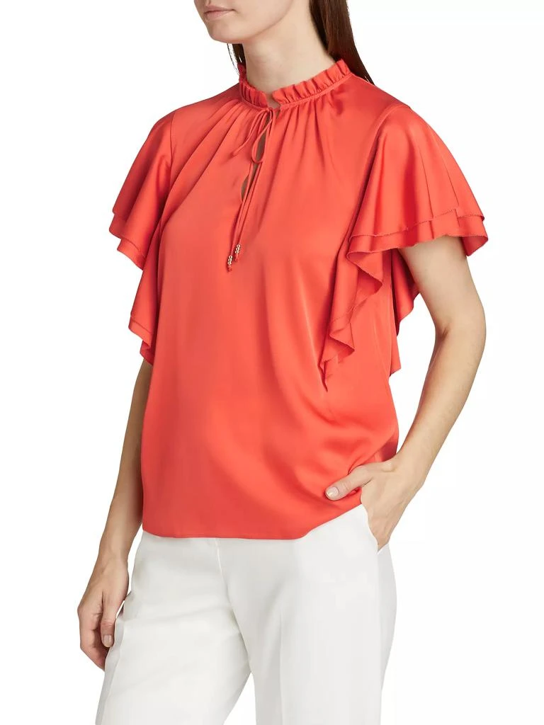 Tahari Viori Silk Flutter-Sleeve Blouse 4
