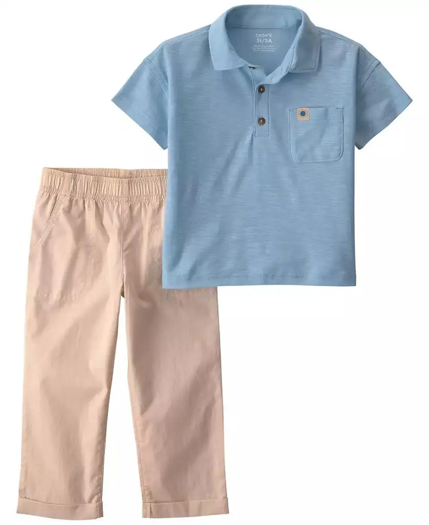 Carter's Toddler Boys' 2T-5T Polo Shirt and Pant, 2-Piece Set
