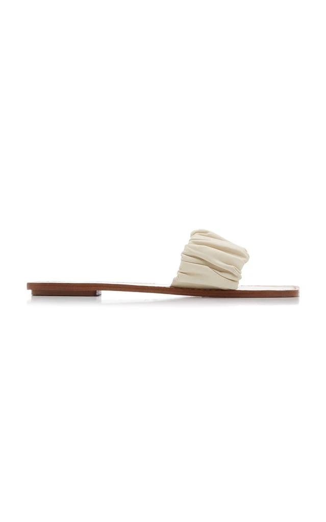 Staud STAUD - Nina Ruched Leather Slide Sandals - White - IT 37 - Moda Operandi 1