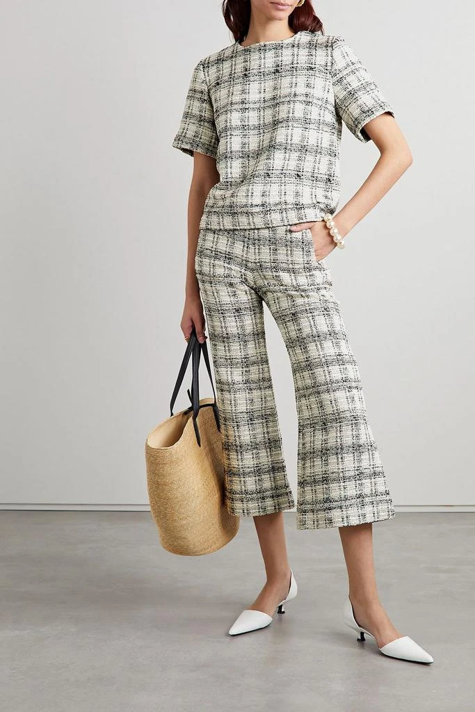 LISA MARIE FERNANDEZ Cropped checked cotton-blend bouclé flared trousers 2