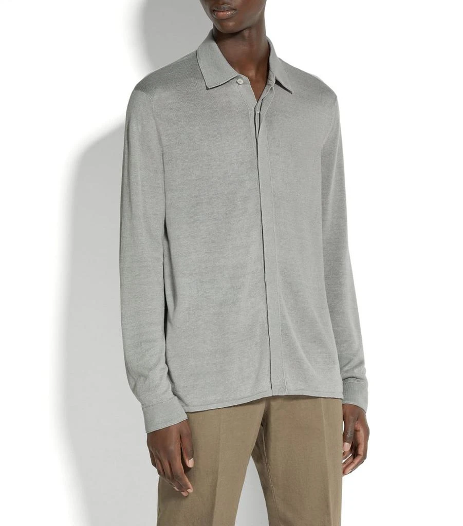 Zegna Linen-Mulberry Silk Polo Shirt 3