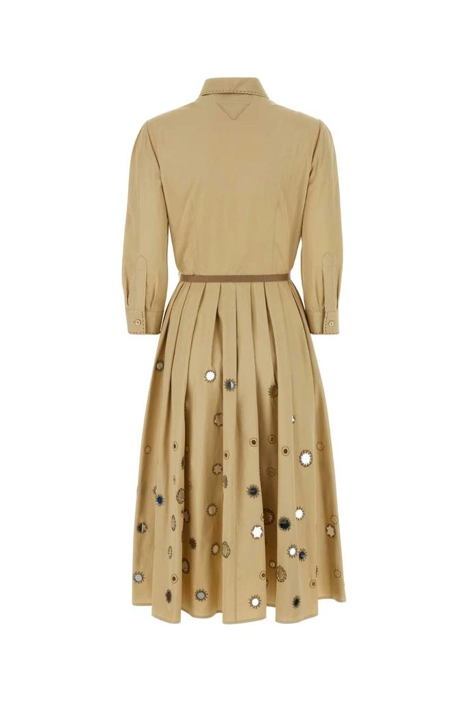 prada beige dress PRADA KHAKI BELTED DRESS