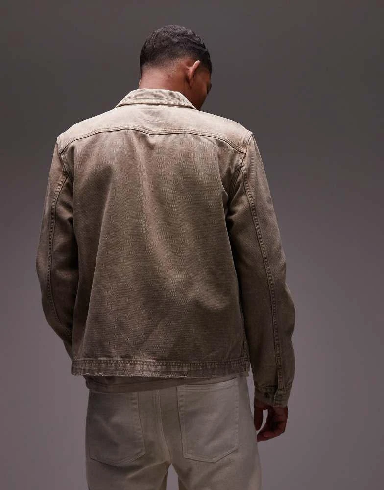ALL SAINTS Allsaints rothwell washed jacket in mire brown 4