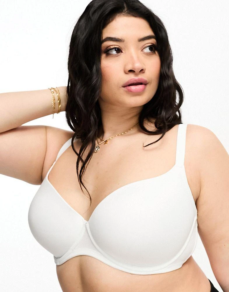 ASOS ASOS DESIGN Curve microfibre moulded t-shirt bra in white 1