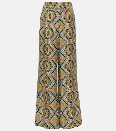 ETRO Printed silk wide-leg pants 1