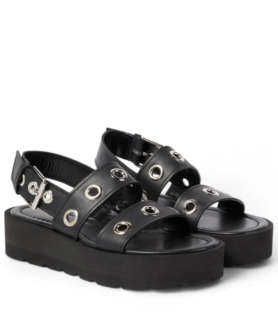 Gianvito Rossi Double Strap Sandal With Grommets In Black 1