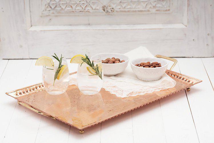 Coppermill Kitchen Vintage Inspired Copper Hand Hammered Large Tray