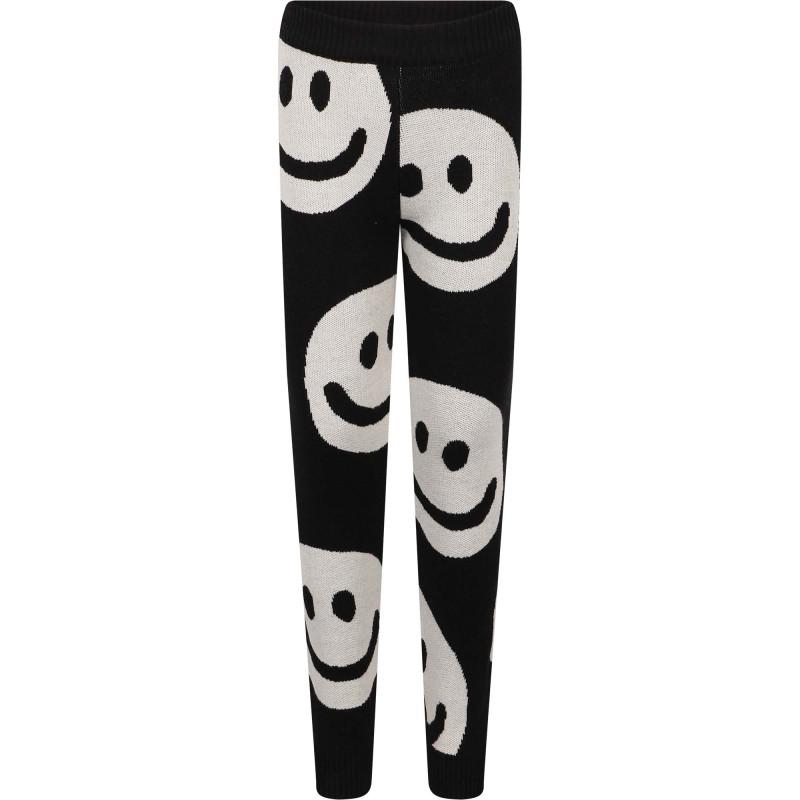 Little Man Happy Happy knit leggings in black and white