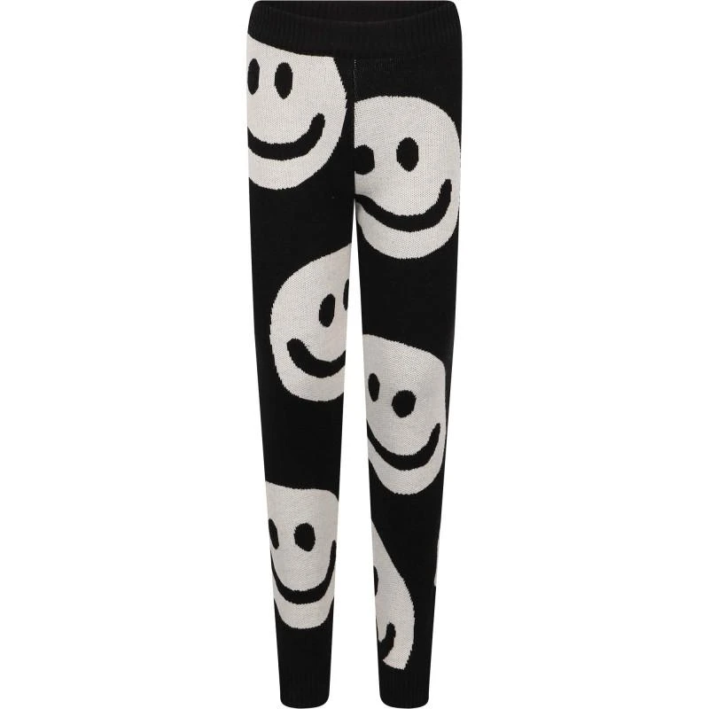 Little Man Happy Happy knit leggings in black and white 1