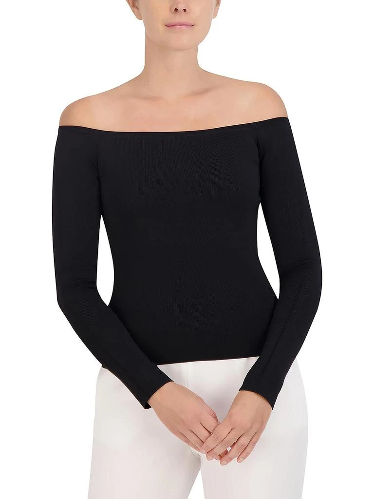 BCBG Womens Ribbed Stretch Off The Shoulder 1