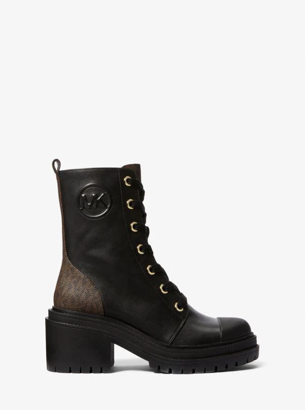 Michael Kors Hanley Leather and Signature Logo Trim Boot 2