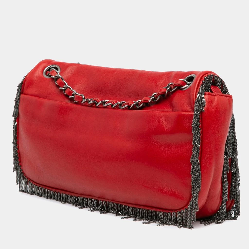 Chanel Chanel Red Lambskin Leather Small Rock and Cabaret Fringe Chain Flap Bag 3